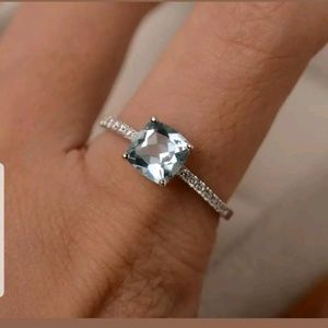 925 Silver With Aquamarine Center Stone